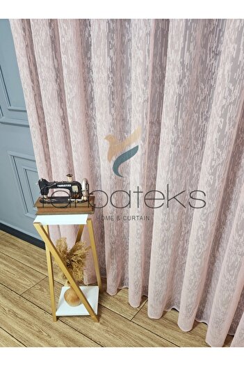 Taç Farbateks Planting Rain Plain Plain Powder Colored Ironing Ask Not 2 Layer Pleated Tulle Curtain