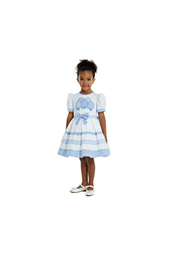 Pamina Rochie cu fundă în carouri, Pamina, Albastră, 323001 - 104 cm
