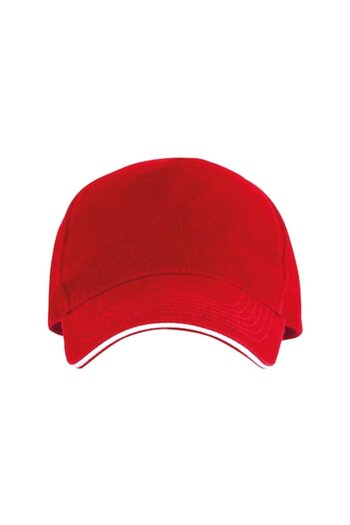 OEM Red Cap in 5 Panels with Four Embroidered Ventilation Holes and Contrasting Blends