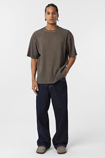 VAMOSCLO Washable Ottoman Basic Oversize T-Shirt Light Brown