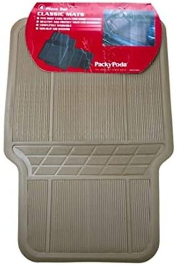Generic Set Of 4 Pieces Car Floor Mat For Small Cars, Made Of Rubber, Beige