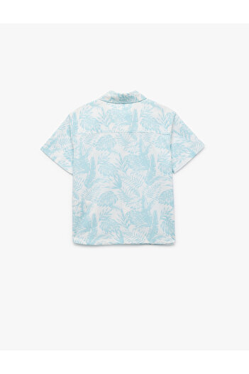 Koton Cotton Floral Printed Classic Collar Short Sleeve Shirt