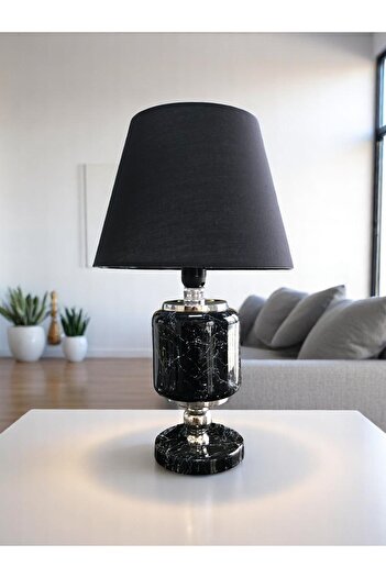 ferayhome Lampshade Lighting Ceramic Oval Black Marble Black Hat Silver - Feray Home