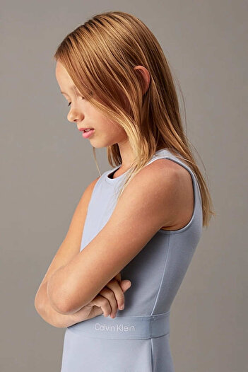 Calvin Klein Kız Çocuk Slim Milano Kolsuz Elbise - Mavi