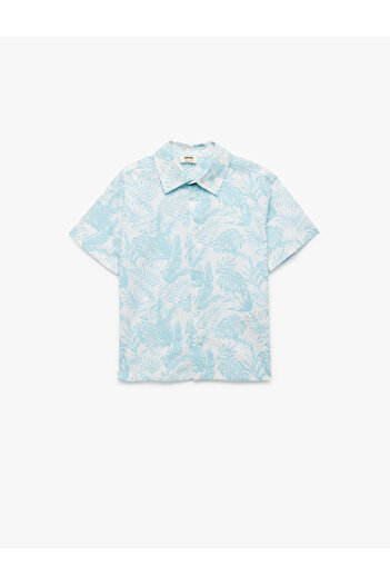 Koton Cotton Floral Printed Classic Collar Short Sleeve Shirt