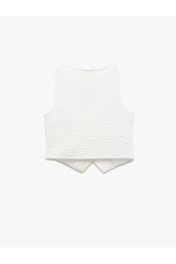 Koton V Neck Cotton Lined Sleeveless Buttoned Vest