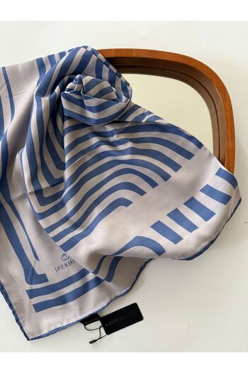İpekhan Column Pattern Thin Cotton Scarf