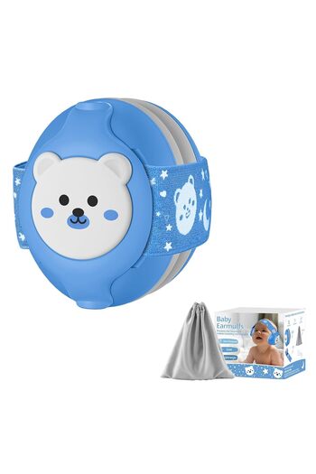 WePro Store Chrániče sluchu pro miminka 3-36 měsíců, ochrana sluchu, systém Secure Fontanelle, elastický čelenka, modrý medvídek