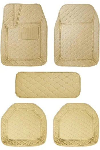 Generic Premium Beige Car Floor Mat – Universal Trim to Fit for Cars, SUVs, Trucks – All Weather Rexin Mat
