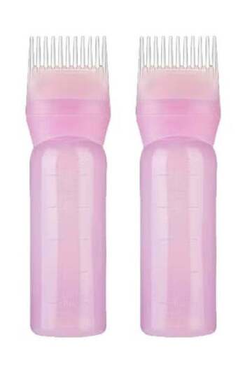 Generic Pack of 2 Hair Color & Hair Oil Root Comb Applicator Bottle - Pink