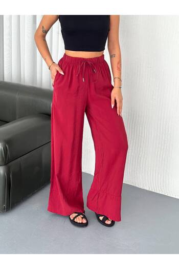 Noa Noa Elastic Waist Wide Leg Modal Fabric Trousers