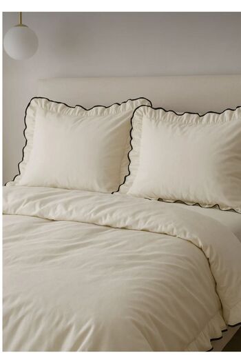 Uckan Single Size Bedding Set 100% Cotton Ruffle Trim Stitching