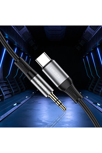 REDz Accessories Cablu audio KSC-891, Tip-C la mufă jack de 3,5 mm, lungime 1 m, silicon, negru