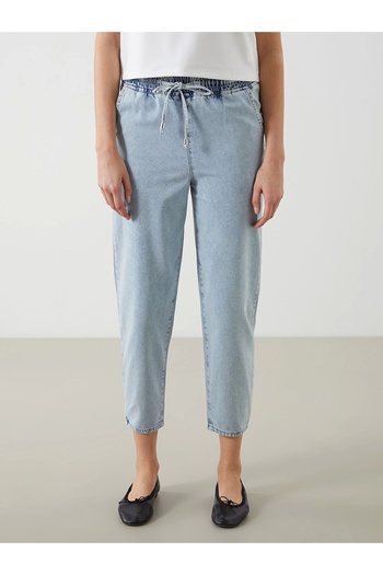 LC Waikiki Lcw Jeans Indigo Elastic Waist Mom Fit Women's Jean Trousers