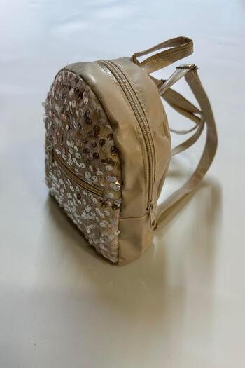 Hobigram Cream Color Lace Sequin Children's Girl Backpack Children's Bag Accessory Girl Bag