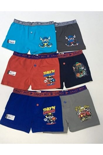 Tutku 6-Piece Boy's Elastane Printed Boxer (Age 13-14) 0253