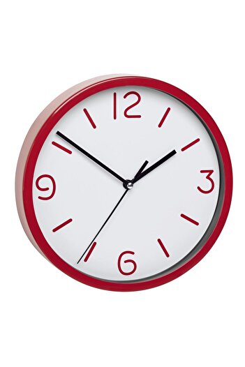 TFA Silent analog wall clock, with glass cover, large digits, red, 60.3033.05