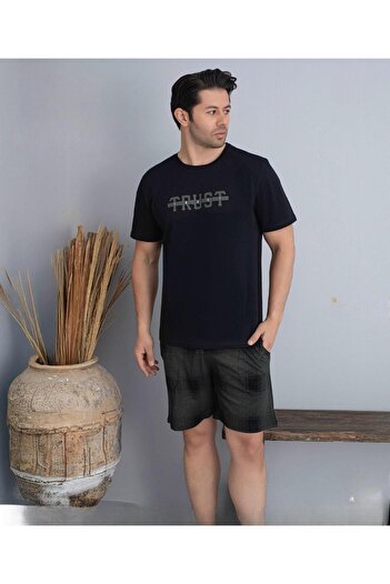Pijamoni Men's Crew Neck Short Sleeve Pajama Set with Shorts 6175/3 - 1 Piece