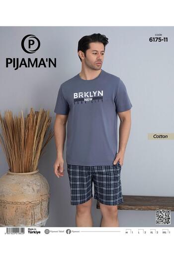 Pijamoni Men's Crew Neck Short Sleeve Pajama Set with Shorts 6175/11 - 1 Piece