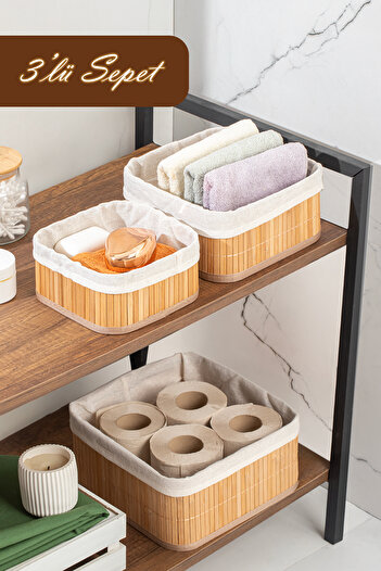Porsima 2083 Τετράγωνο 3 τεμαχίων Pinterest Basket Bamboo Basket Σετ Διακοσμητικό Οργανωτής Κουζίνας Μπάνιου