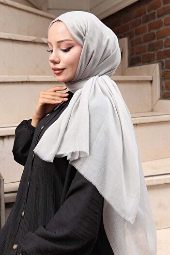 benguen Cotton Shawl Light Gray H101