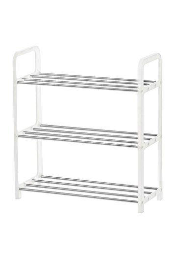 PUFO Shoe rack with 3 shelves, foldable, 45 cm, white