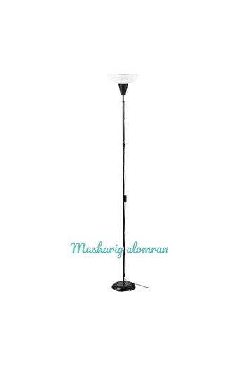 IKEA Upward-facing floor lamp, black/white, 180 cm high, with 6W E27 bulb