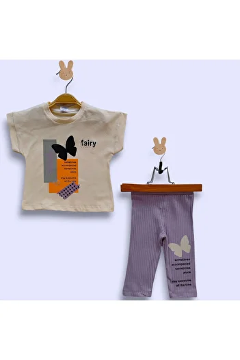 Beray Bebe Butterfly Single Jersey Cotton Capri Girl's Set with Report
