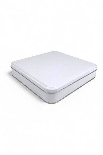 KONTENSAN 215X215X47 mm Metal Covered Unprinted Metal Box, Matte White, 36 Units