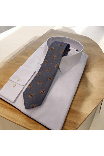 Sarar Micro Textured Patterned Gray Tie