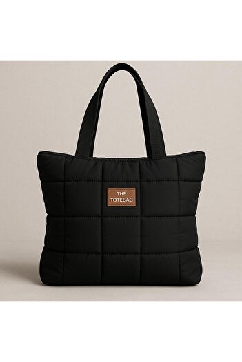 Bambus Large Volume Quilted Zippered Single Compartment School Sports Handbag and Shoulder Bag
