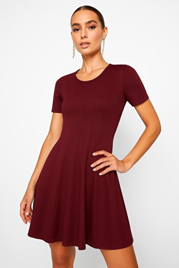 HAKKE Short Sleeve Dress with Pile Detail