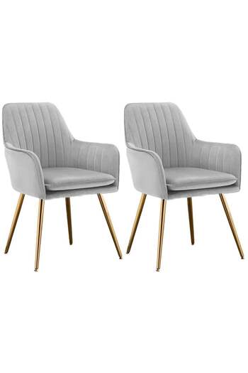 Taimi Set Of 2-Chair Modern With Armrests Padded Seat And Metal Legs For Living ,Office Room Light Gray