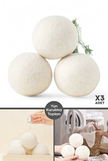 Tilbe Home 3 штуки сушильних кульок для білизни XXL великого розміру, натуральний пом'якшувач, кульки для сушіння білизни в сушарці