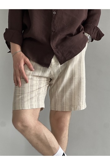 BASEL.CO Men's Old Money Cotton Linen Blended Relax Fit Shorts & Bermuda