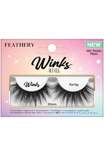Ardell Winks Feathery Black Par-tay Lashes, 20mm Ultra-long False Eyelashes