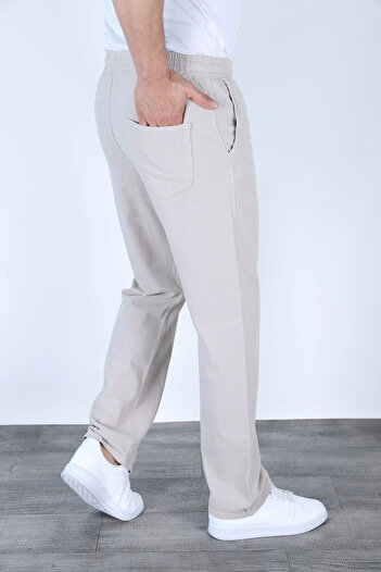 MYRAB DENİM Baggy Keten Pantolon Jogger Taş