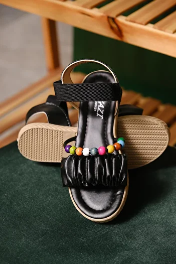 Oksit Elen Gathered Bead Detailed Women's Sandals