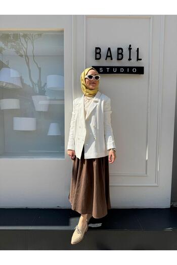 QOOQ STORE 25SS618 Γυναικείο Μπλέιζερ Λινό Λευκό