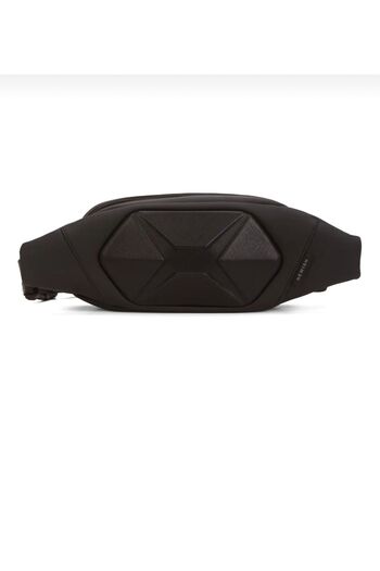 fao polo Men's Black Color Hard Shell 2 Zippered Cross Shoulder & Chest and Waist Bag