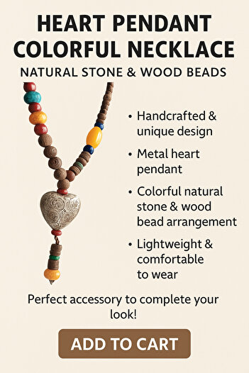 Enjoy Heart End Handmade Colorful Necklace Natural Stone Wooden Beaded Design
