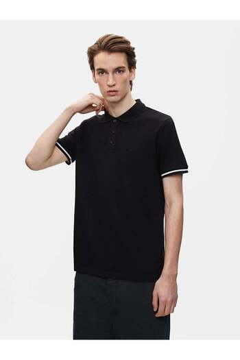 Ltb Κοντομάνικο μπλουζάκι Polo Neck Basic Regular μαύρο