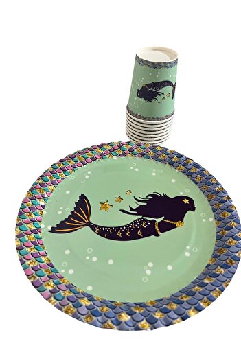 partyrüyası Mermaid Themed Birthday Set for 16 People