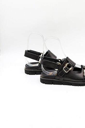 Venüs Women's Genuine Leather Suede Daily Sandals Vn440013Y Black