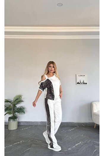 Bella Belluci New Season Shoulder Detailed Leopard Bottom Top Set
