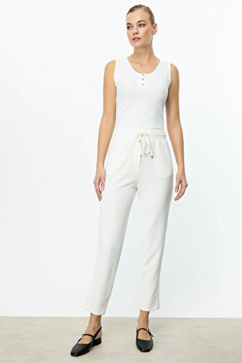 Ekol On Trico Elastic Waist Tight Leg Sweatpants 54153-25