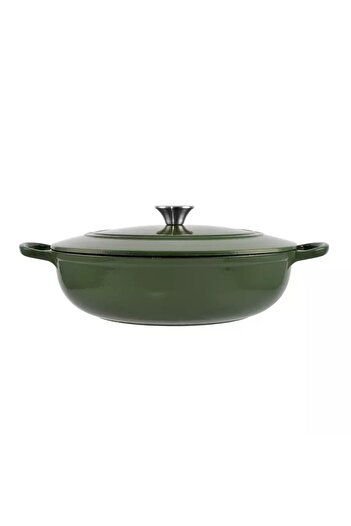 Perfect Home Enameled cast iron pot with lid, stainless steel handle, green, 5.5 L, Perfect Home