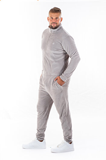 dendy Pánský overal plyšový dlouhý Grey 348/XXL