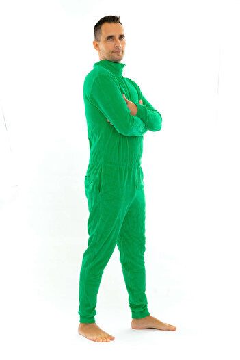 dendy Pánský overal plyšový dlouhý Classic green 339/M