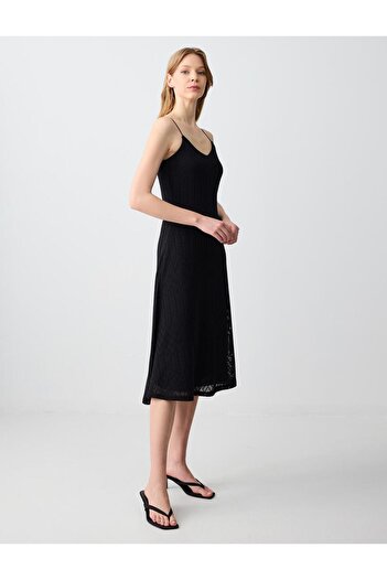 Jimmy Key Slim Fit V-neck Knitted Black Dress